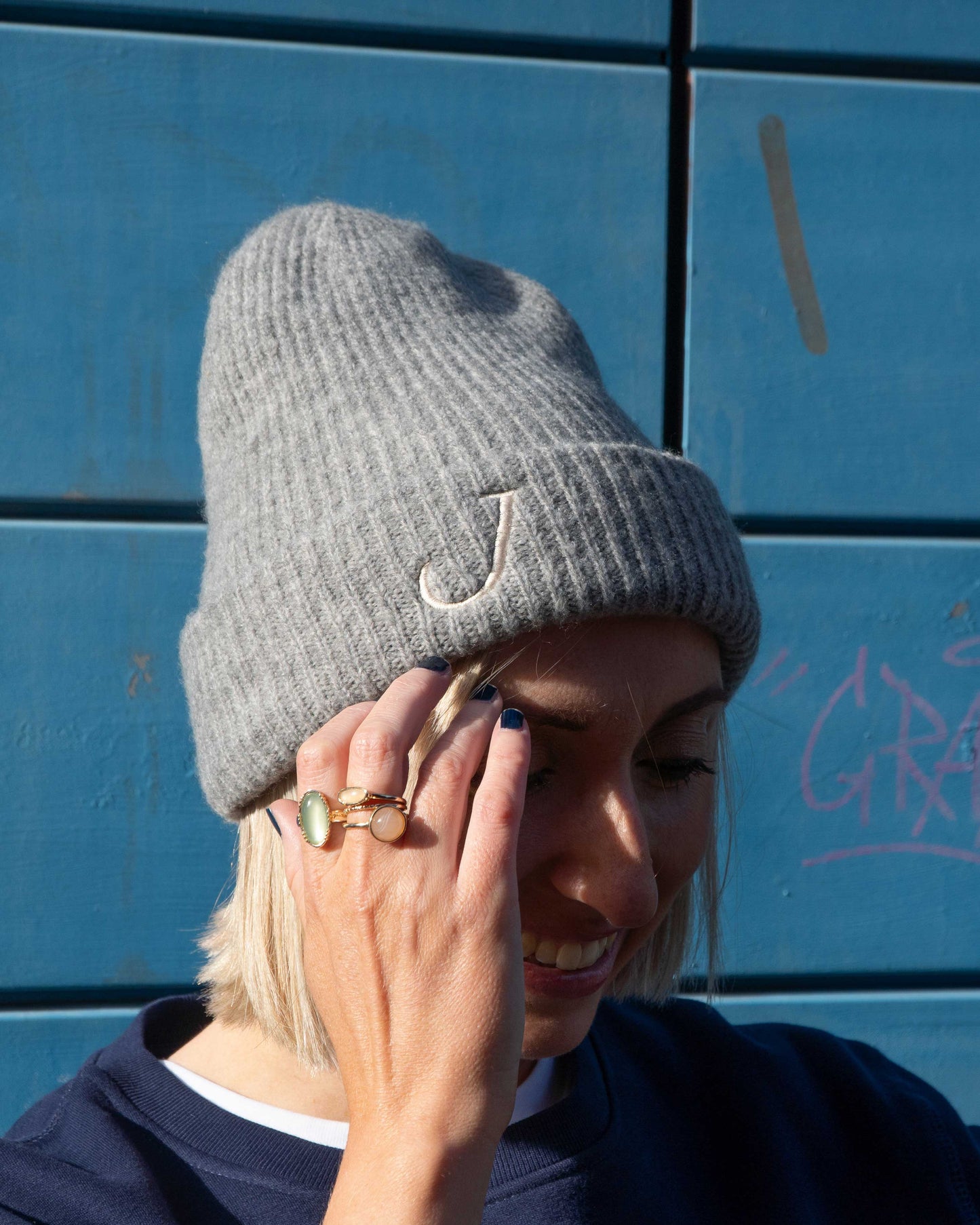 Personalised Serif Initial Embroidered Beanie Hat