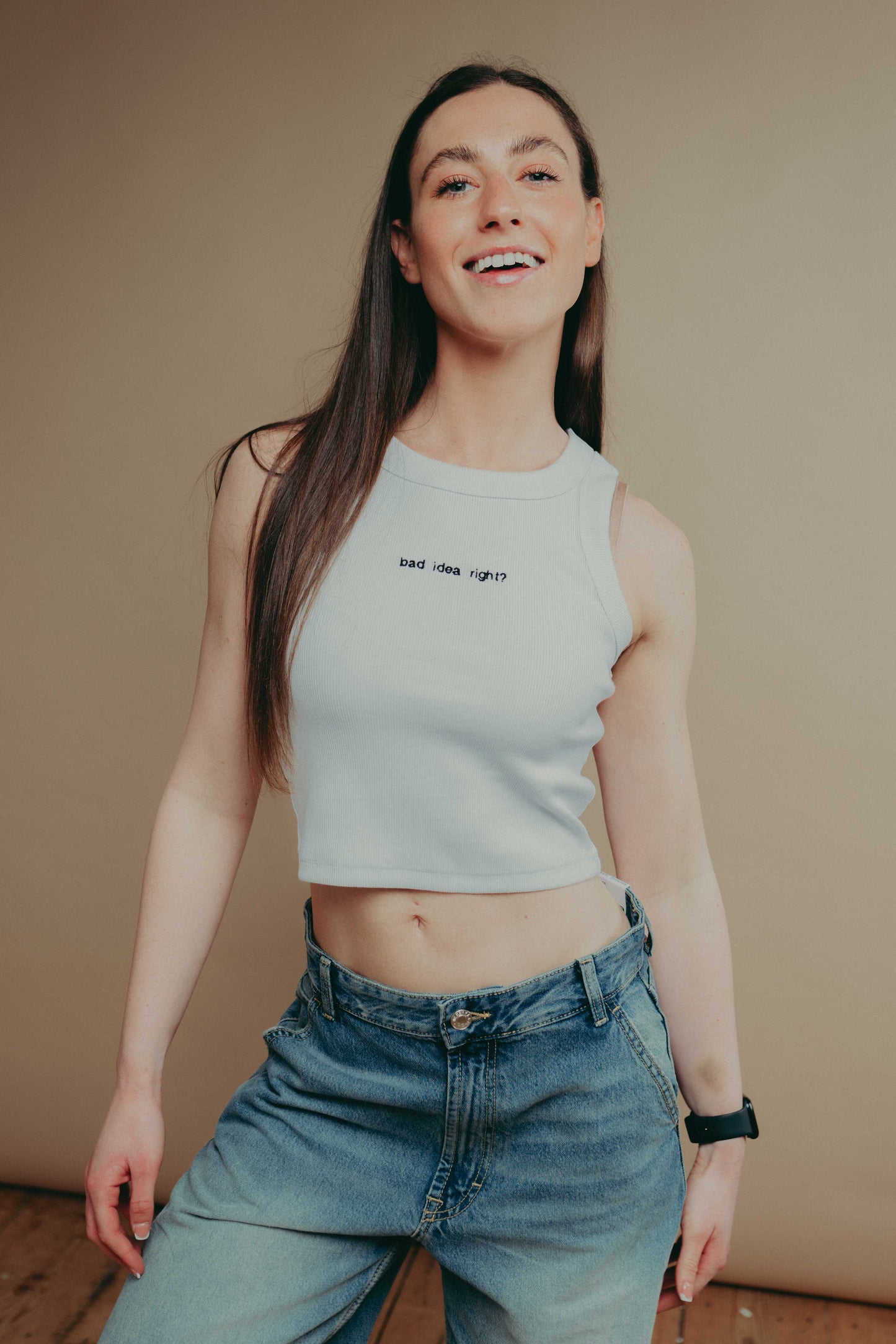 Personalised Mini Slogan Cropped Ribbed Vest