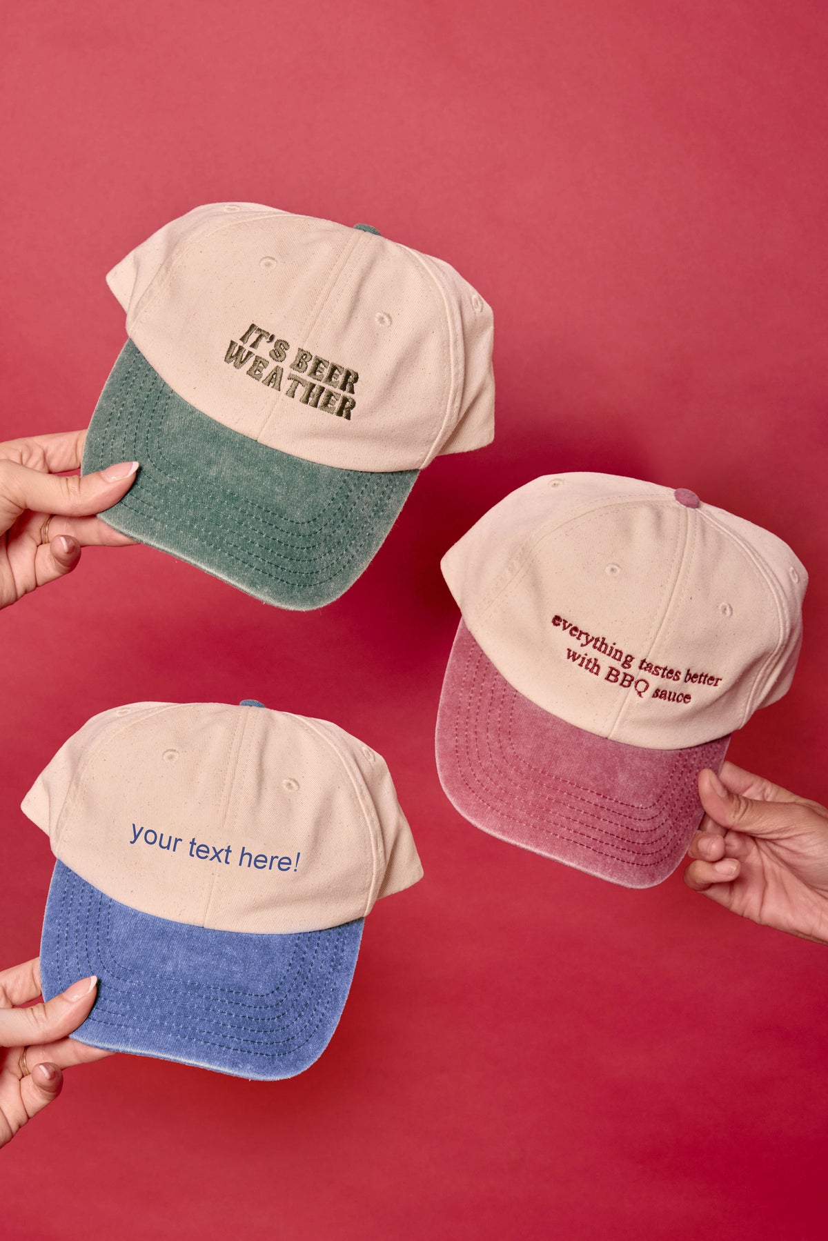 2 Tone Unisex Personalised Slogan Cap