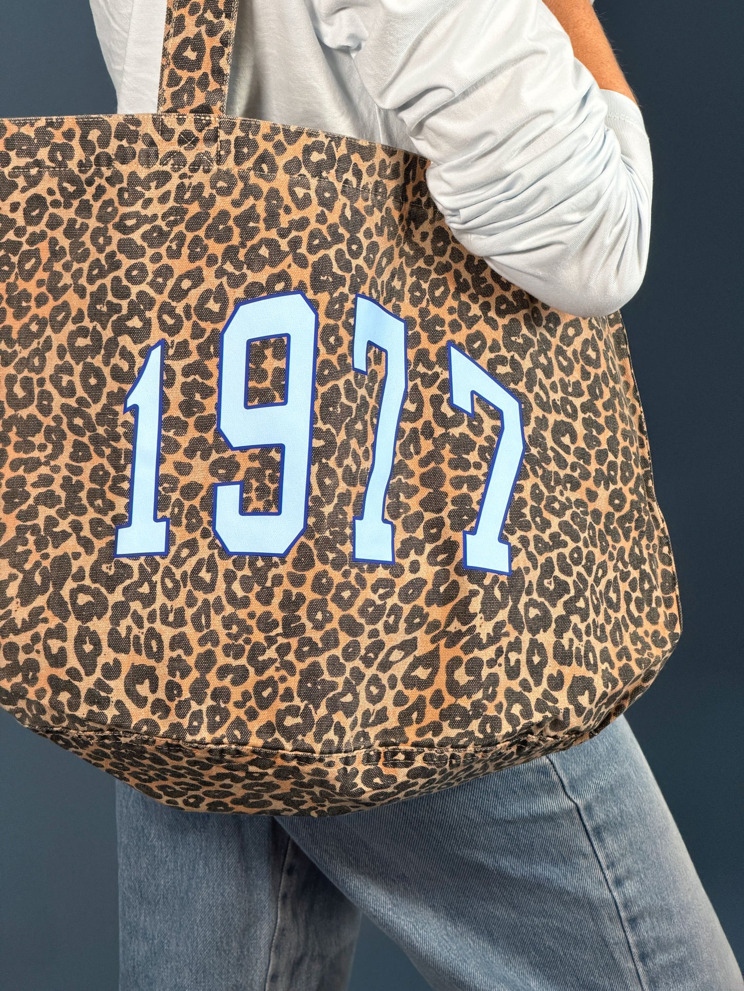 Personalised Varsity Year Leopard Print Tote Bag