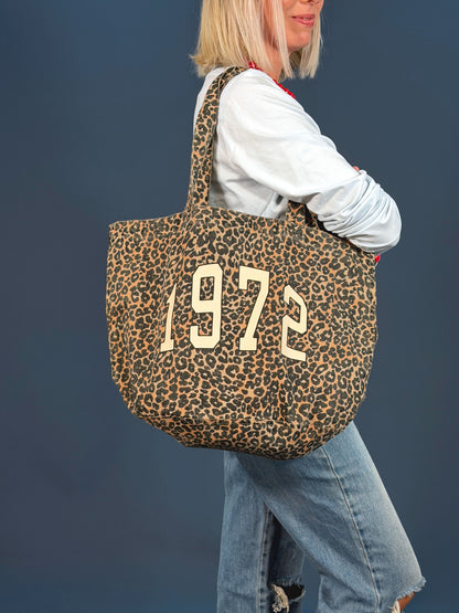 Personalised Varsity Year Leopard Print Tote Bag