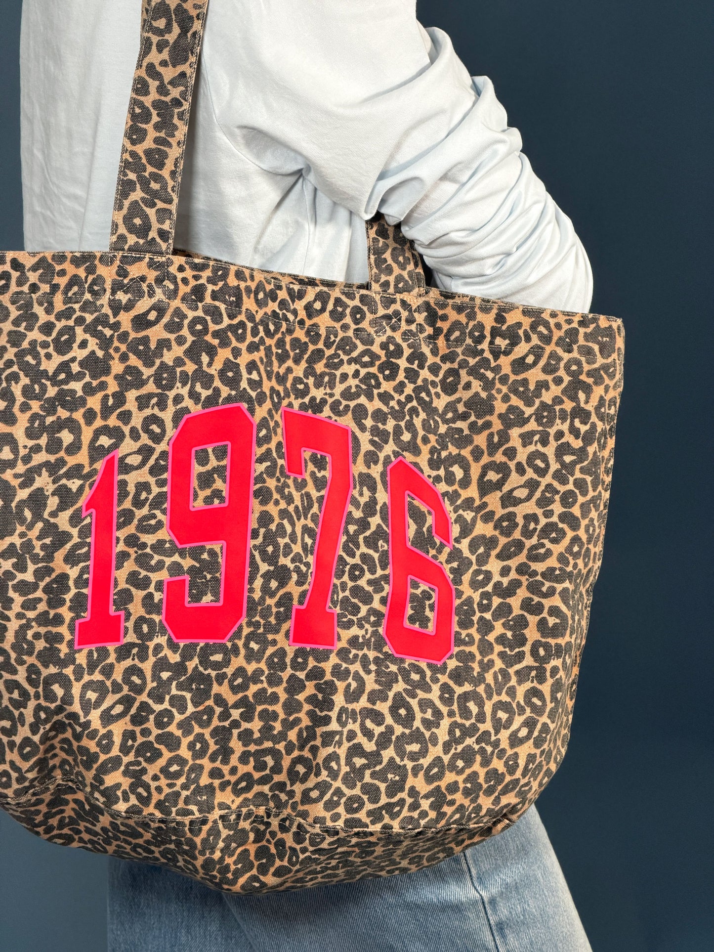 Personalised Varsity Year Leopard Print Tote Bag
