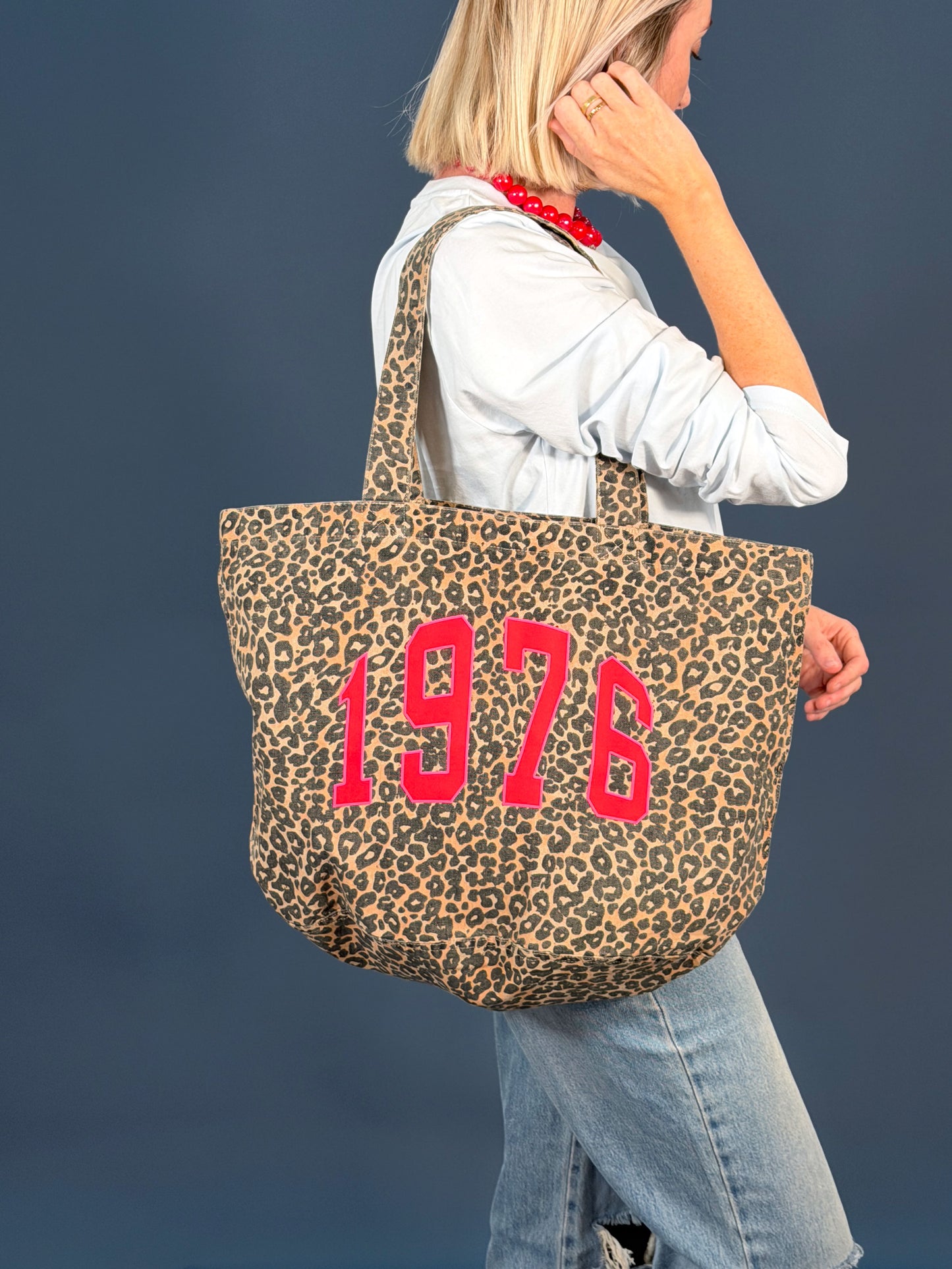 Personalised Varsity Year Leopard Print Tote Bag