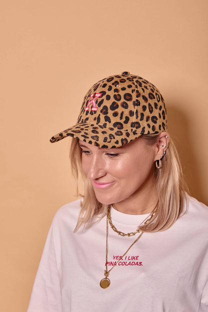 Personalised Varsity Initial Leopard Print Cap
