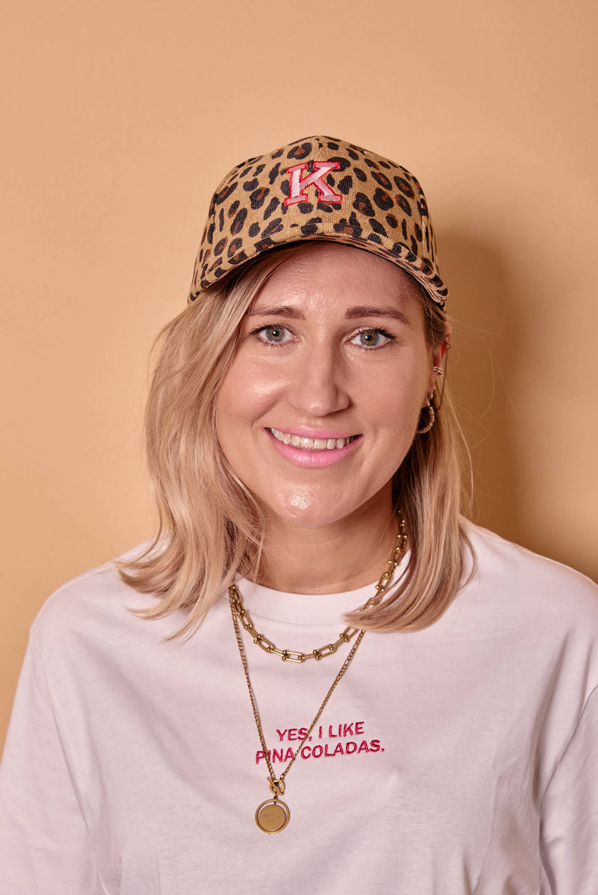 Personalised Varsity Initial Leopard Print Cap