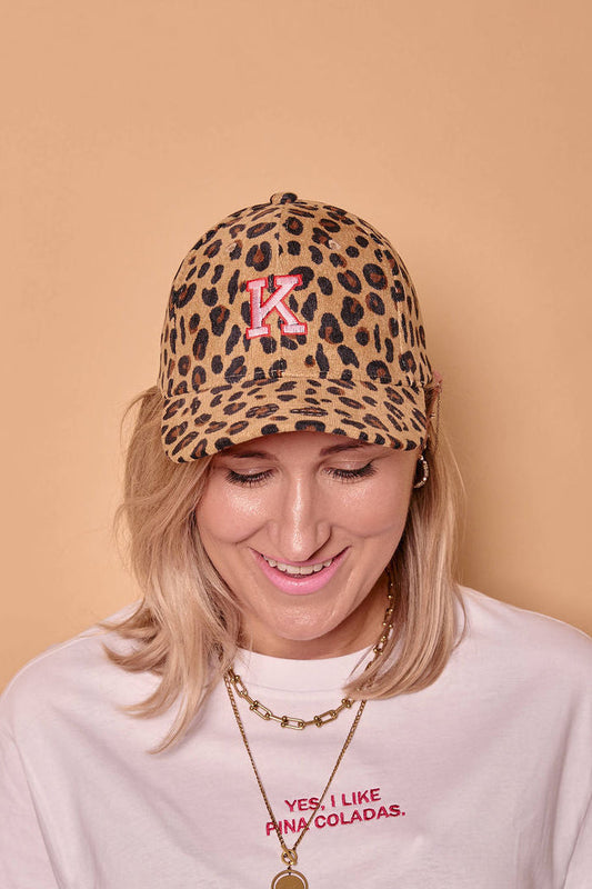 Personalised Varsity Initial Leopard Print Cap