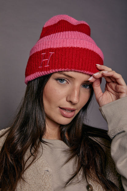 Personalised Striped Beanie Hat with Initial