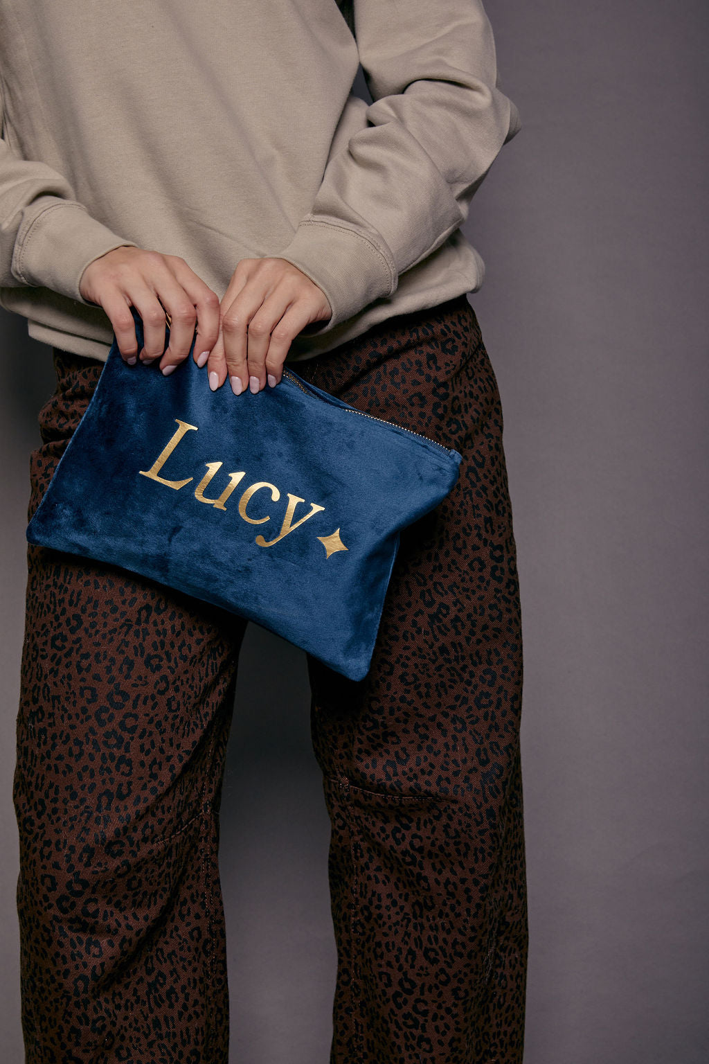 Personalised Name Velvet Accessory Bag