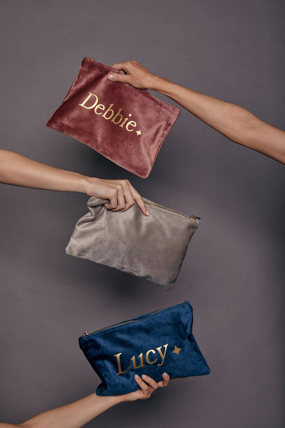 Personalised Name Velvet Accessory Bag
