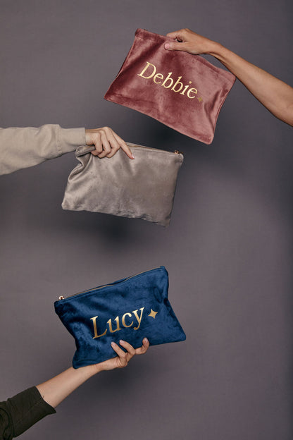 Personalised Name Velvet Accessory Bag