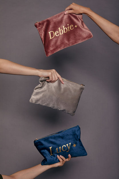 Personalised Name Velvet Accessory Bag