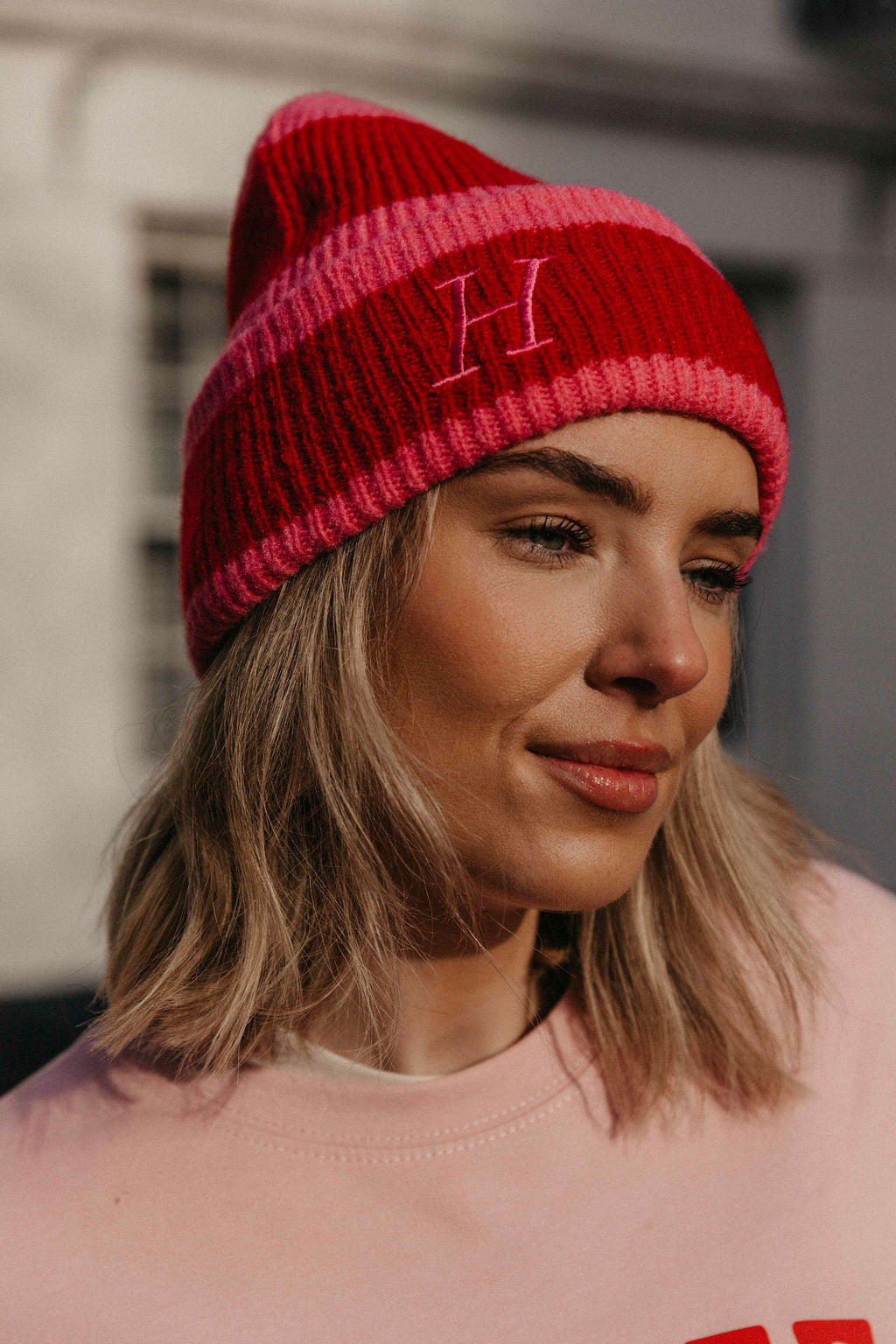 Personalised Striped Beanie Hat with Initial