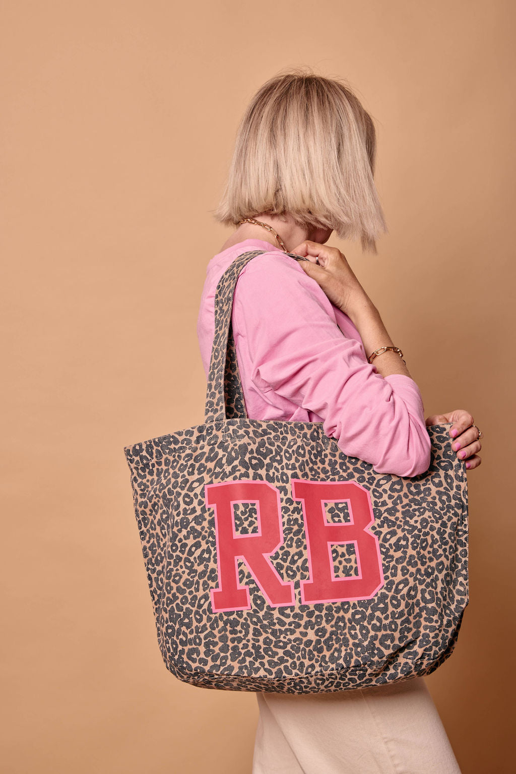 Personalised Initial Leopard print Tote Bag