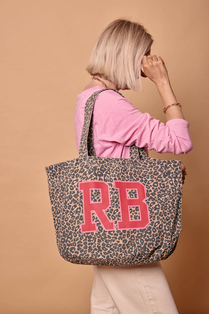 Personalised Initial Leopard print Tote Bag