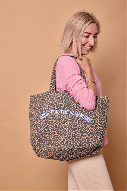 Personalised Slogan Leopard Print Tote Bag