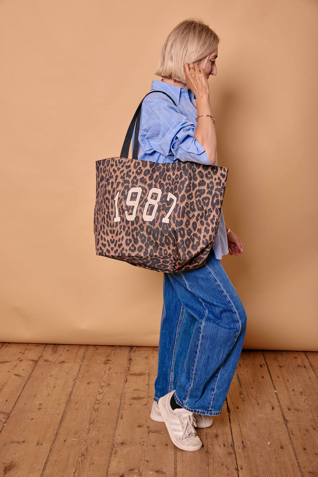 Personalised Varsity Year Leopard Print Shopping Bag