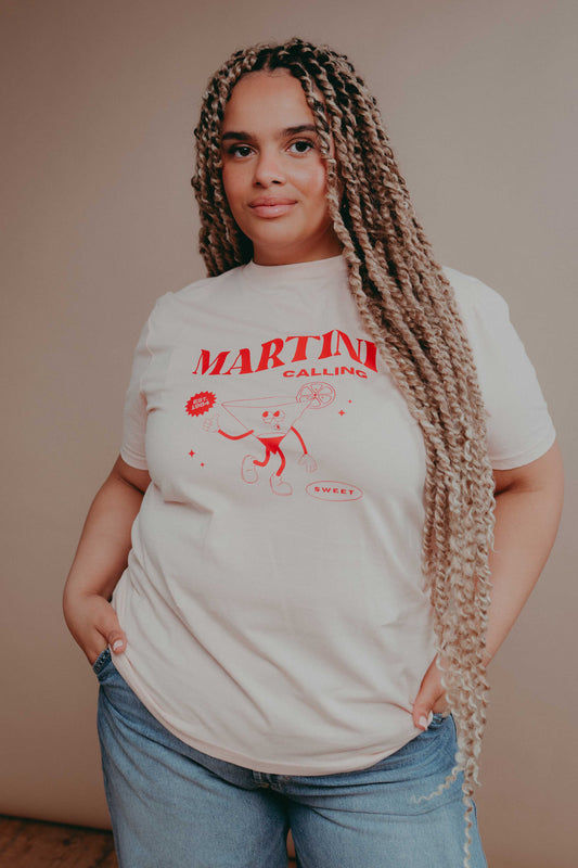 Retro Martini Calling Character T-Shirt