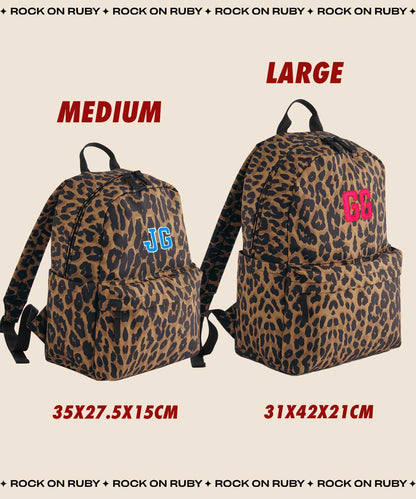 Embroidered Personalised 'Initial Leopard Print Rucksack' by Rock On Ruby