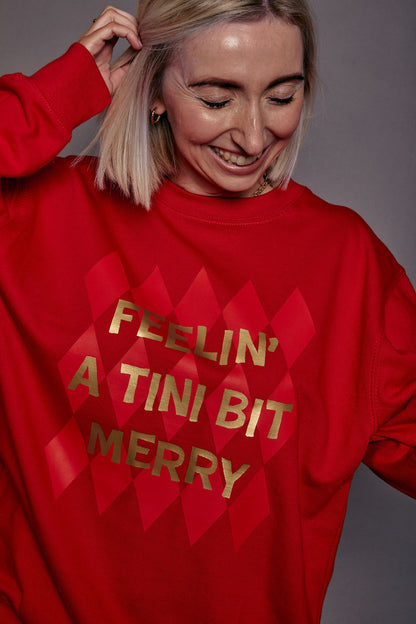 Feelin' a Tini Bit Merry Slogan Christmas Jumper