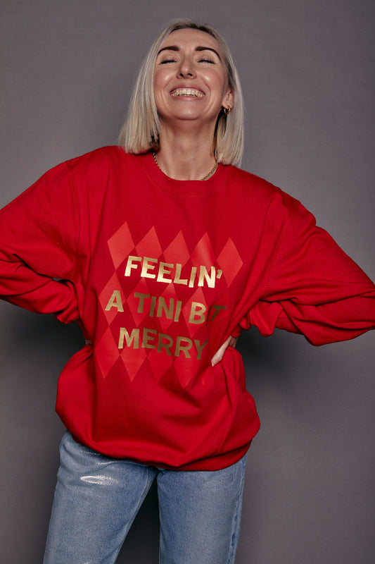 Feelin' a Tini Bit Merry Slogan Christmas Jumper