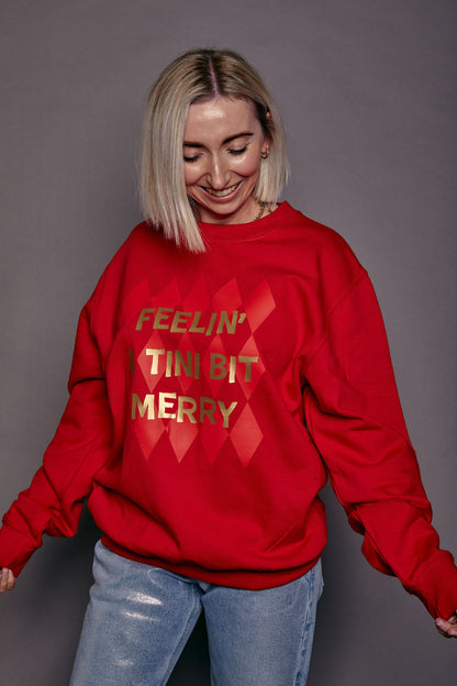 Feelin' a Tini Bit Merry Slogan Christmas Jumper