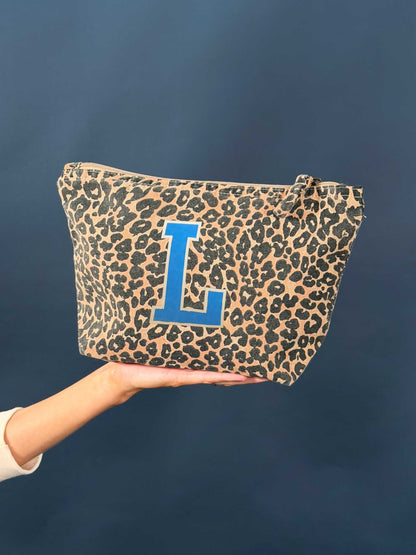 Personalised Initial Leopard print Makeup Bag