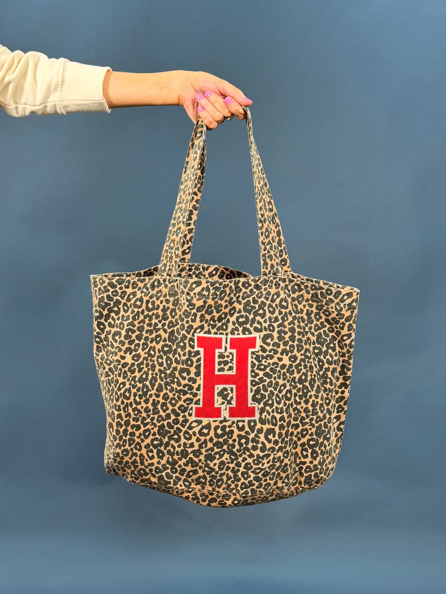Personalised Initial Leopard print Tote Bag
