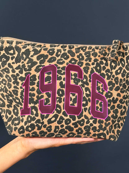 Personalised Varsity Year Leopard print Makeup Bag