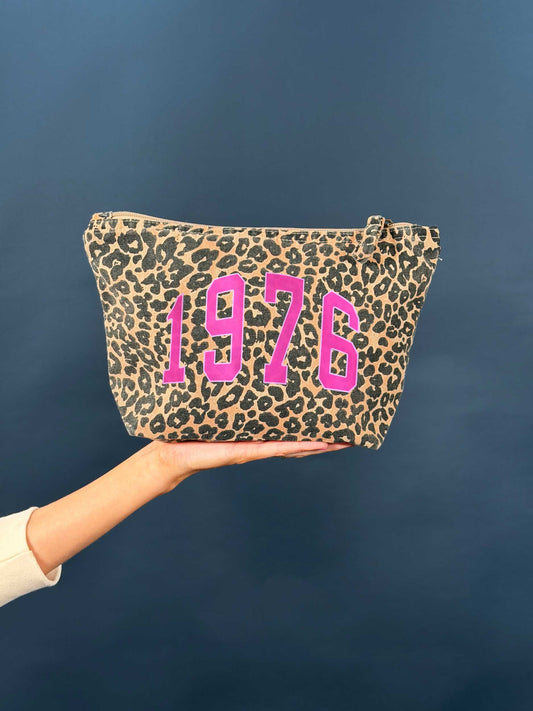 Personalised Varsity Year Leopard print Makeup Bag