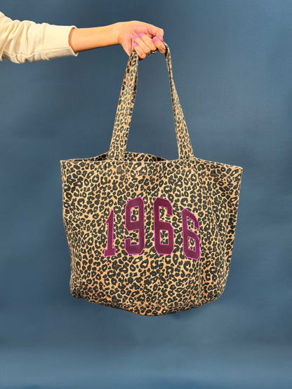 Personalised Varsity Year Leopard print Tote Bag