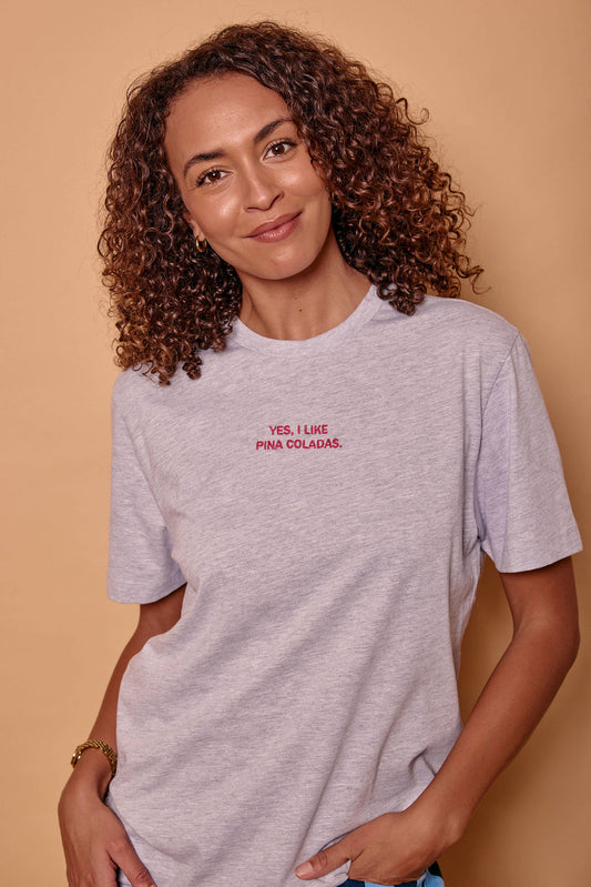 Embroidered Yes I Like Pina Coladas T-shirt