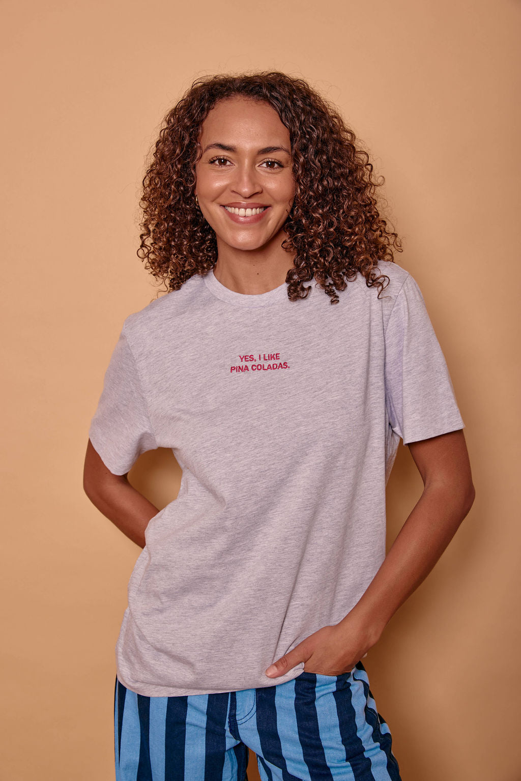 Embroidered Yes I Like Pina Coladas T-shirt