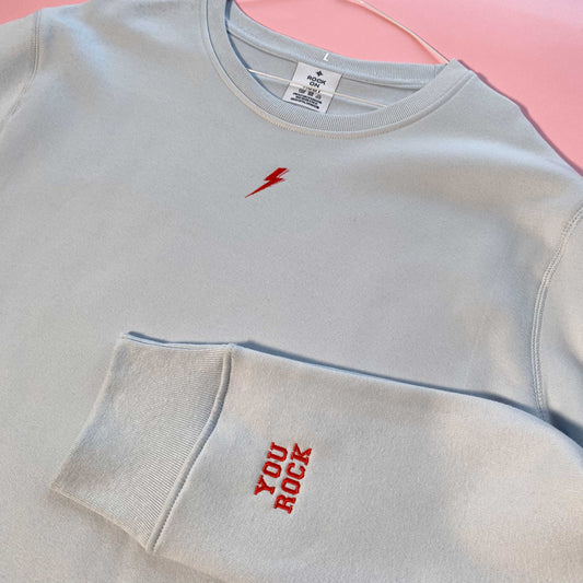 L - You Rock Cuff Pale Blue Sweatshirt SALE