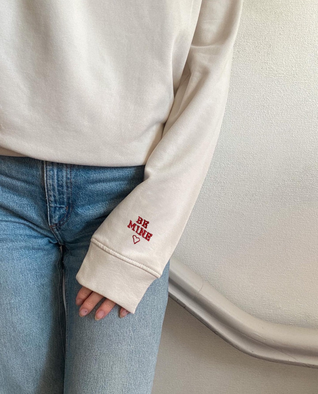 Personalised Slogan Love Heart Cuff Sweatshirt