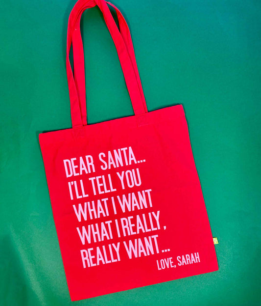 Dear Santa, Sarah Christmas Tote Bag SALE