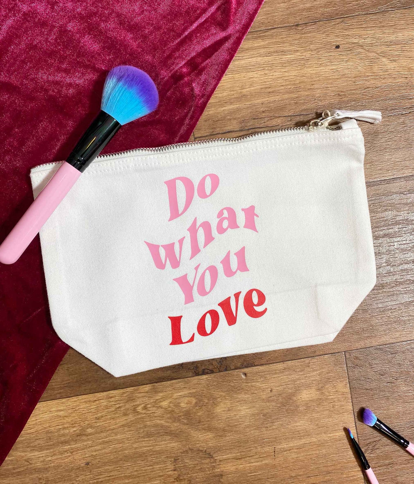 Do What You Love Slogan Makeup Bag