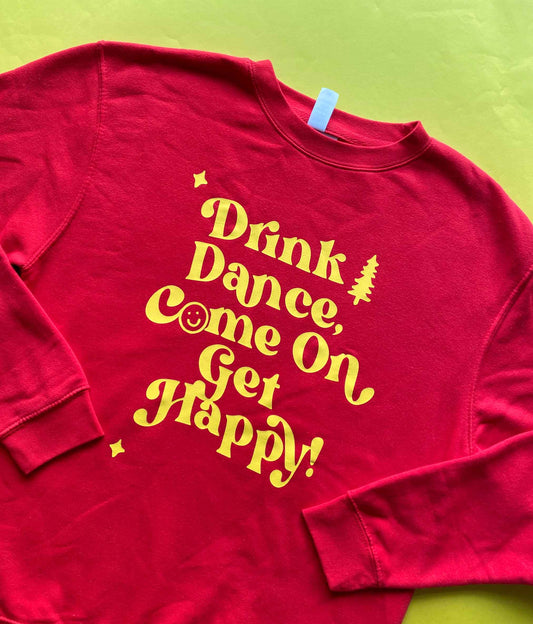 M Drink Dance Red & Yellow Christmas Sweatshirt SALE