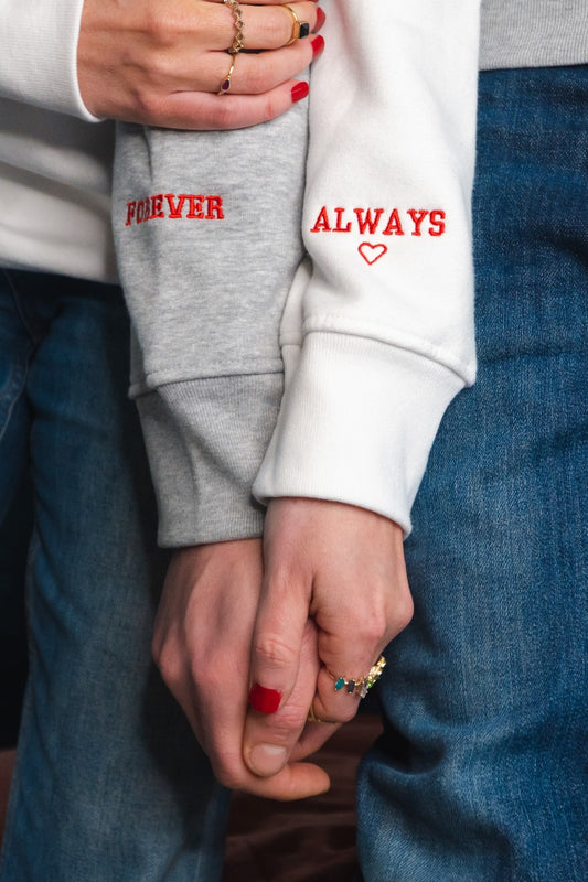 Embroidered Forever and Always Sweatshirt Set