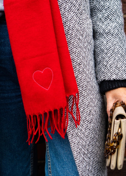 Embroidered Heart Scarf