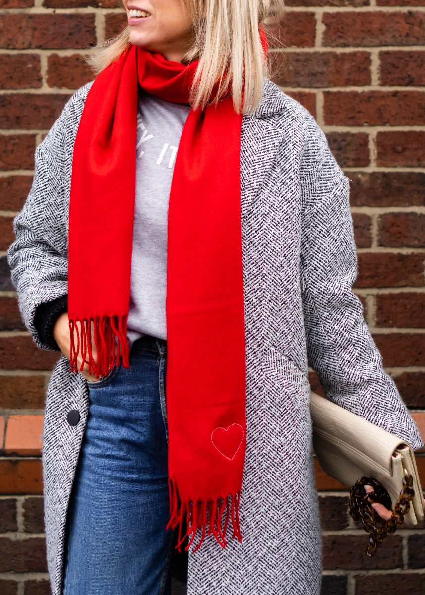 Embroidered Heart Scarf