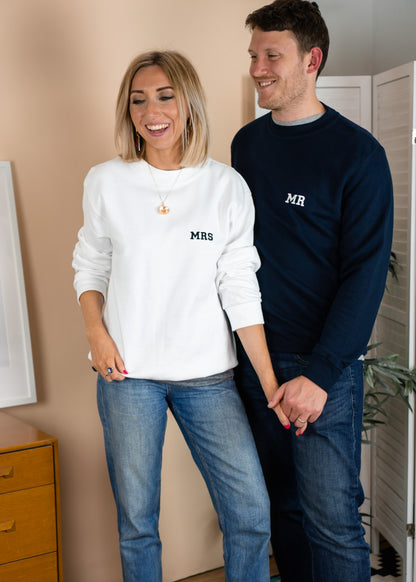 Mr Mrs Unisex Embroidered Wedding Sweatshirt Set