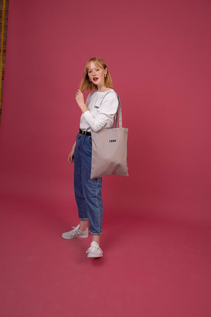 Grey 1999 Embroidered Year Tote Bag