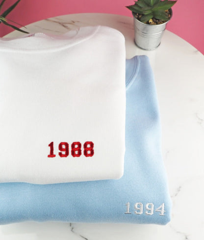 Embroidered Personalised Year Sweatshirt