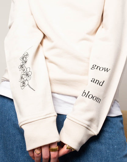Grow and Bloom floral sleeve sweatshirt