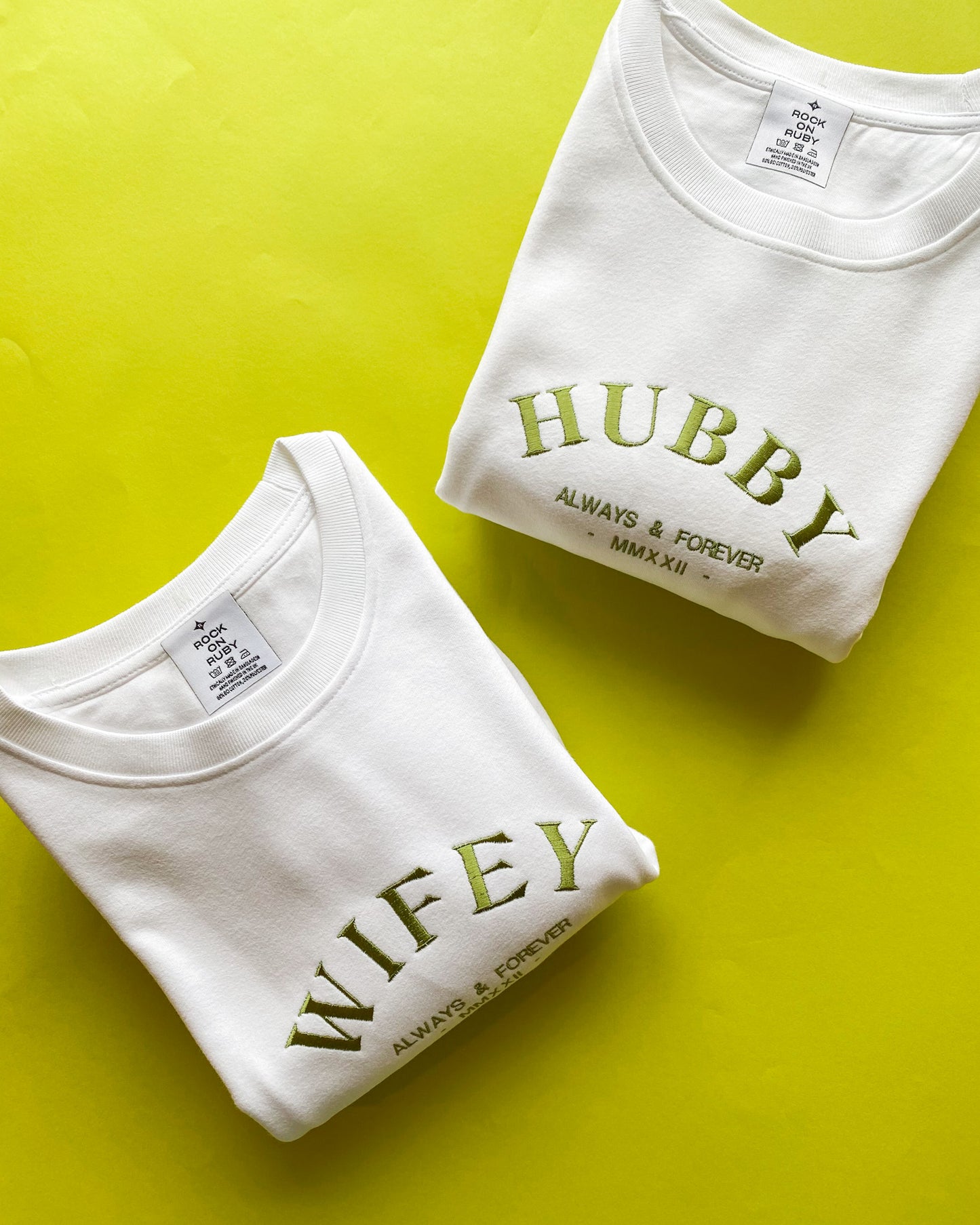 Embroidered Hubby Wifey Always Sweatshirt Set