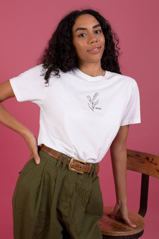 Personalised Embroidered Birth Flower T-Shirt