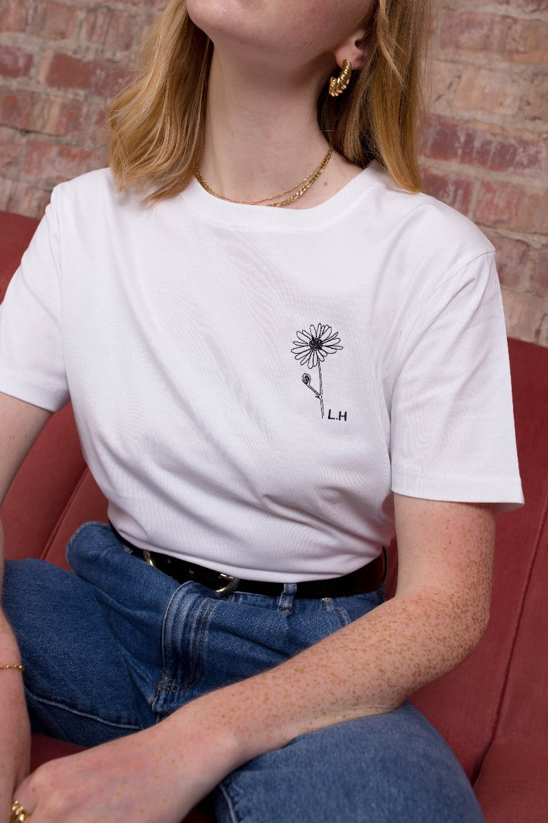 Personalised Birth Flower Breast Pocket T-shirt
