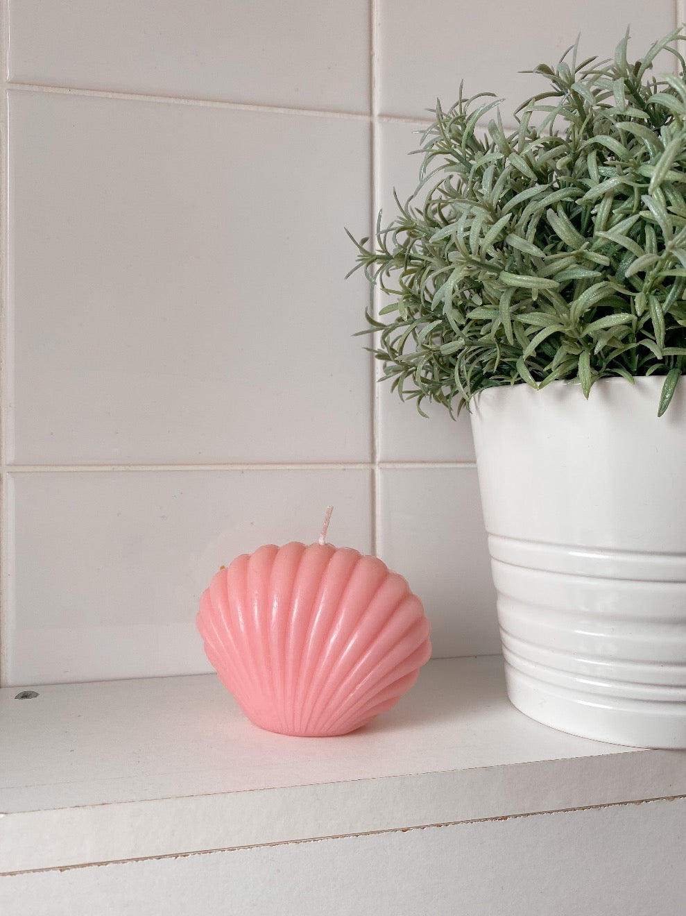 Pastel Pink Shell Candle