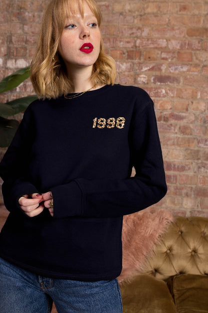S Navy 1998 Leopard Print Year Sweatshirt