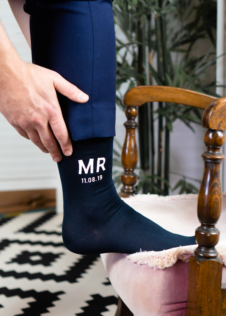 Personalised 'MR' Groom Wedding Socks